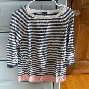 Talbots Navy and Cream Striped Sweater
